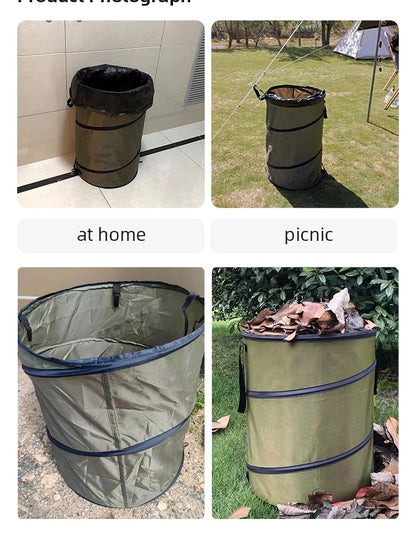 Garbage Storage Trash Bag Portable Collapsible Pop Up Garden Leaf Trash Can Flowers And For Garden Camping Grass Bin
